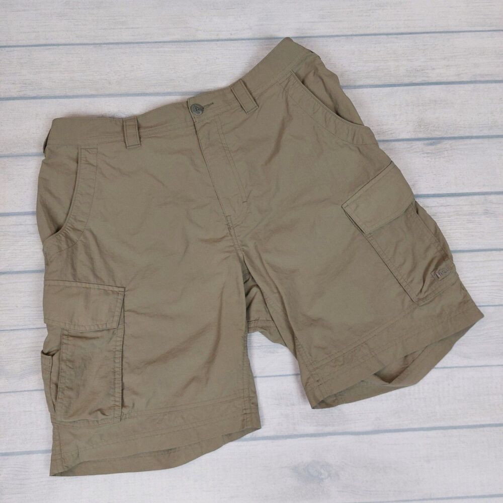 Rei Cargo Shorts Men's Large Khaki Hiking Lightweight Zipper Pockets Outdoor
